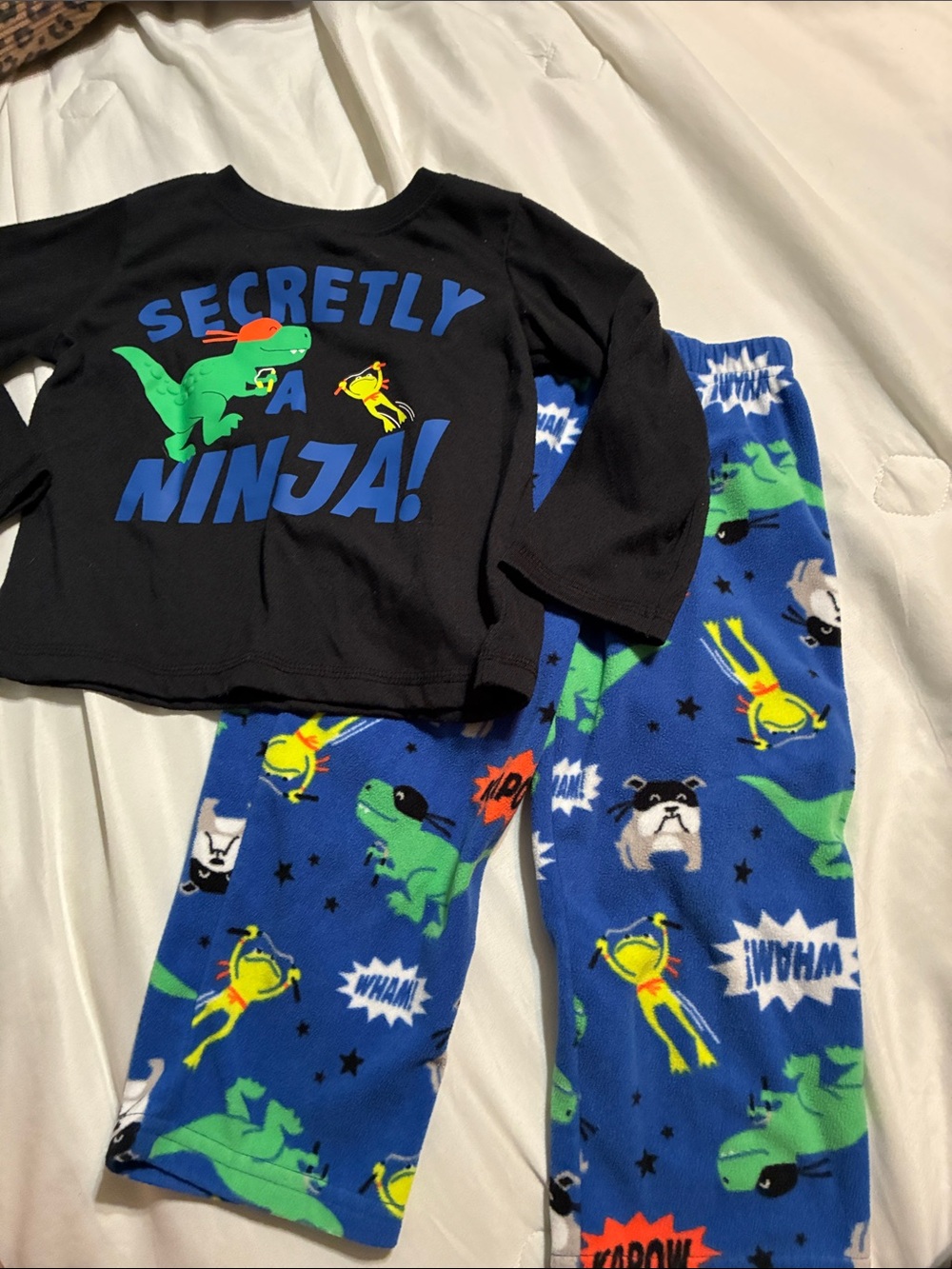 Kids Black & Blue 'Secretly a Ninja' Dino Pajama Set